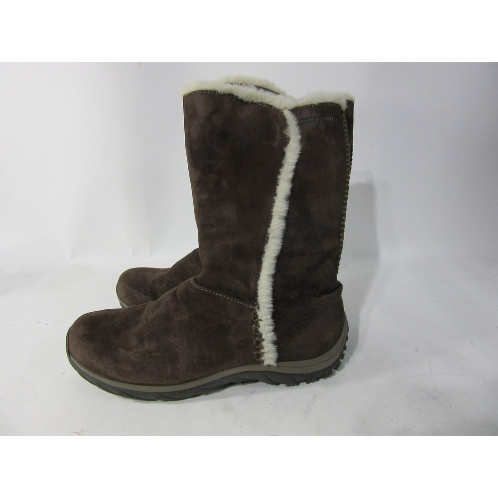 Patagonia Boots Womens 9.5 Brown Suede Tall Waterproof PrimaLoft Fur Lined
